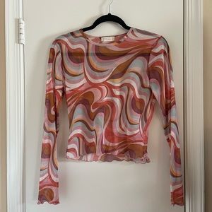 Altar’d Stare Multicolor Mesh Long Sleeve Top